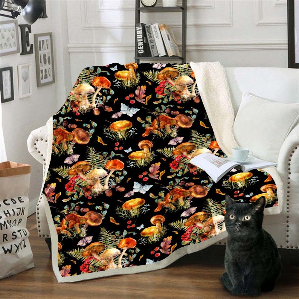 Mushroom Black Blanket-NNK-80 60-Vibe Cosy™
