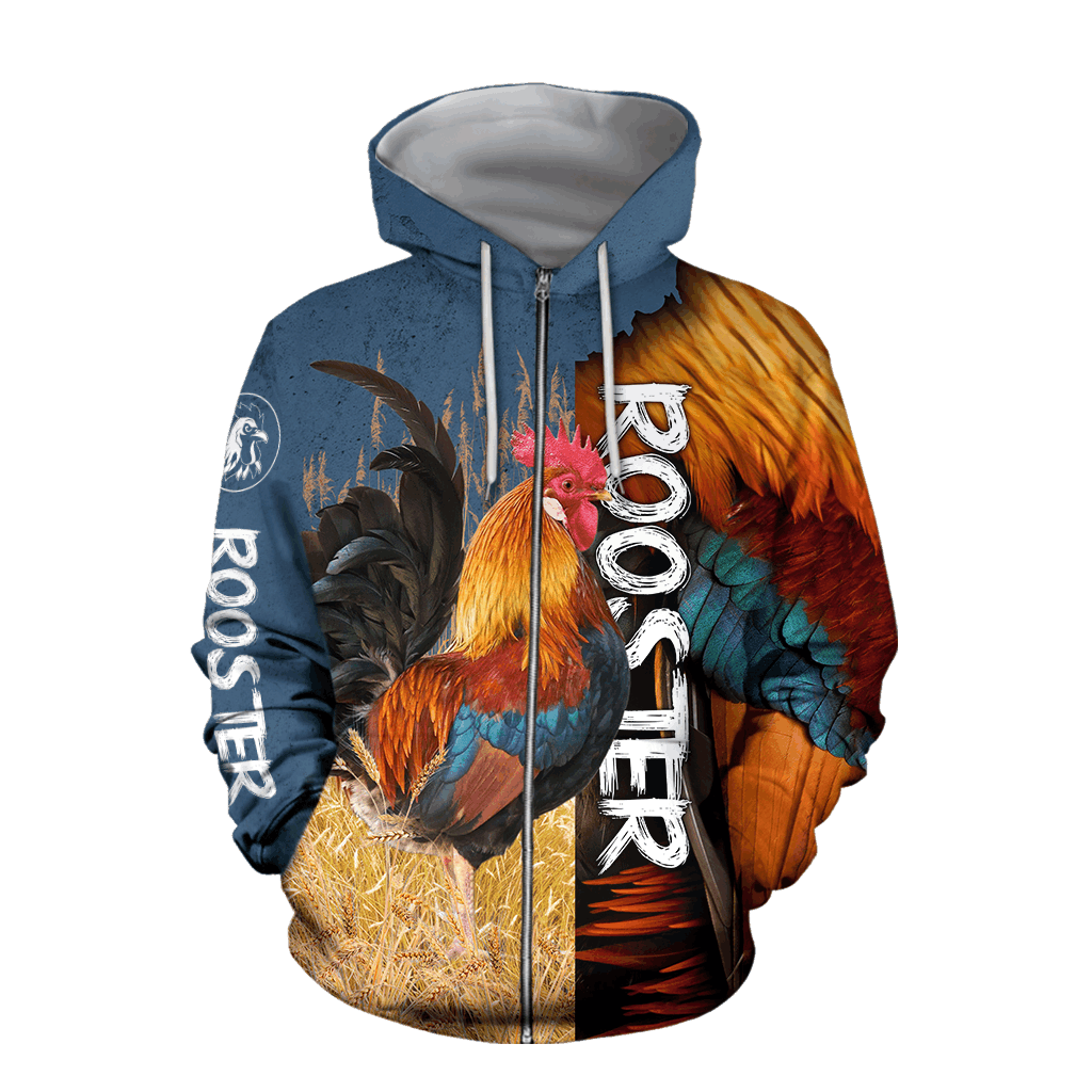 Rooster 3D All Over Printed Shirts for Men and Women AM261201-Apparel-TT-Zipped Hoodie-S-Vibe Cosy™