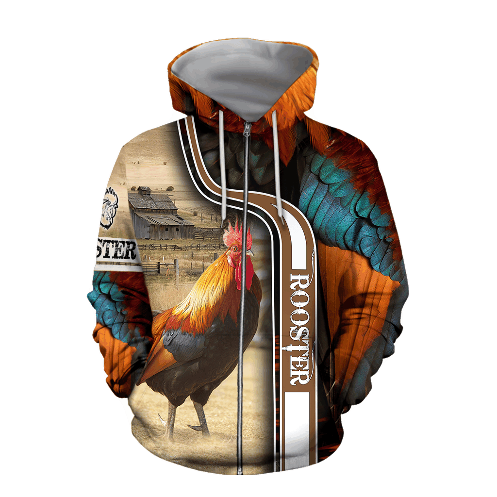 Rooster 3D All Over Printed Shirts for Men and Women AM261226-Apparel-TT-Zipped Hoodie-S-Vibe Cosy™