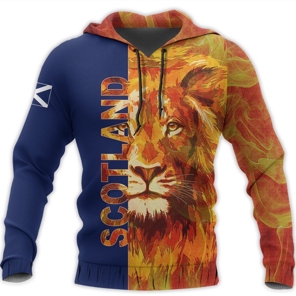 Scotland Hoodie - FLag & Lion Fire NNK022902-Apparel-PL8386-Hoodie-S-Vibe Cosy™