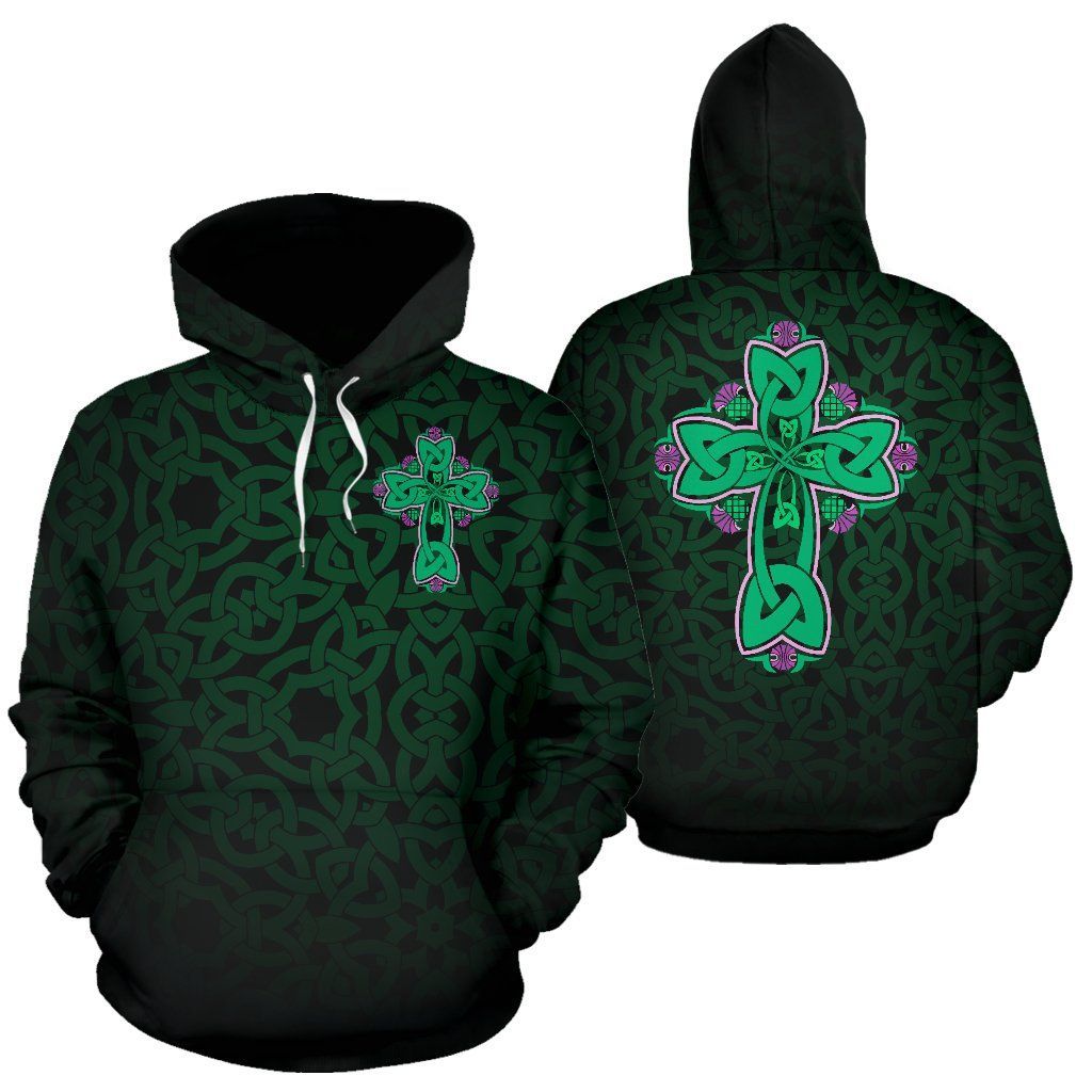 Scotland Pullover Hoodie - Celtic Cross With Flowers Thistle NNK022922-ALL OVER PRINT HOODIES (P)-NNK-Hoodie-S-Vibe Cosy™