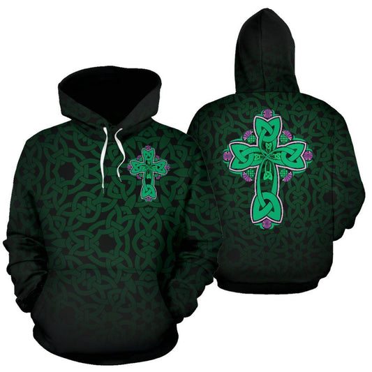 Scotland Pullover Hoodie - Celtic Cross With Flowers Thistle NNK022922-ALL OVER PRINT HOODIES (P)-NNK-Hoodie-S-Vibe Cosy™