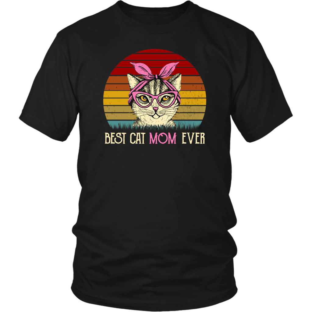 Vintage Best Cat Mom Ever T-Shirt-Apparel-teelaunch-District Unisex Shirt-Black-S-Vibe Cosy™
