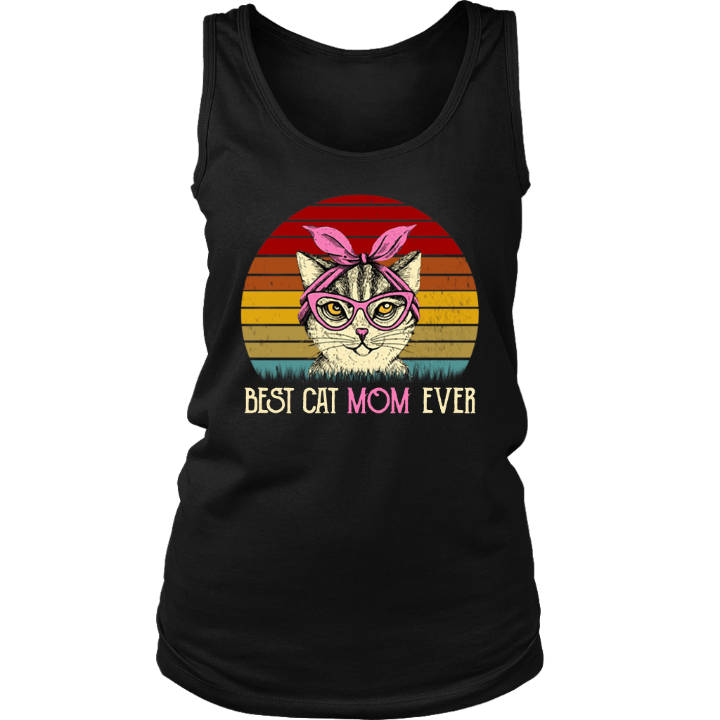 Vintage Best Cat Mom Ever T-Shirt-Apparel-teelaunch-District Womens Tank-Black-S-Vibe Cosy™