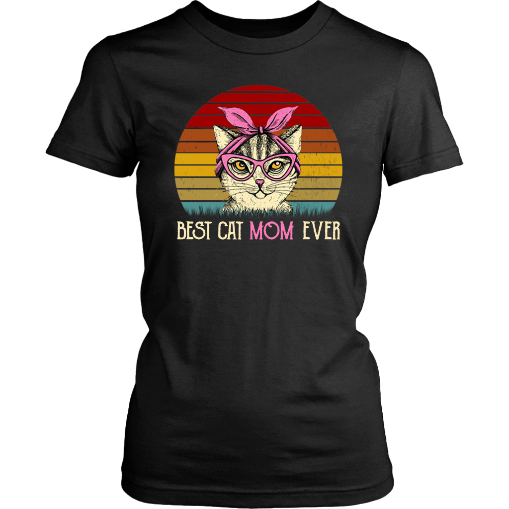 Vintage Best Cat Mom Ever T-Shirt-Apparel-teelaunch-District Womens Shirt-Black-S-Vibe Cosy™