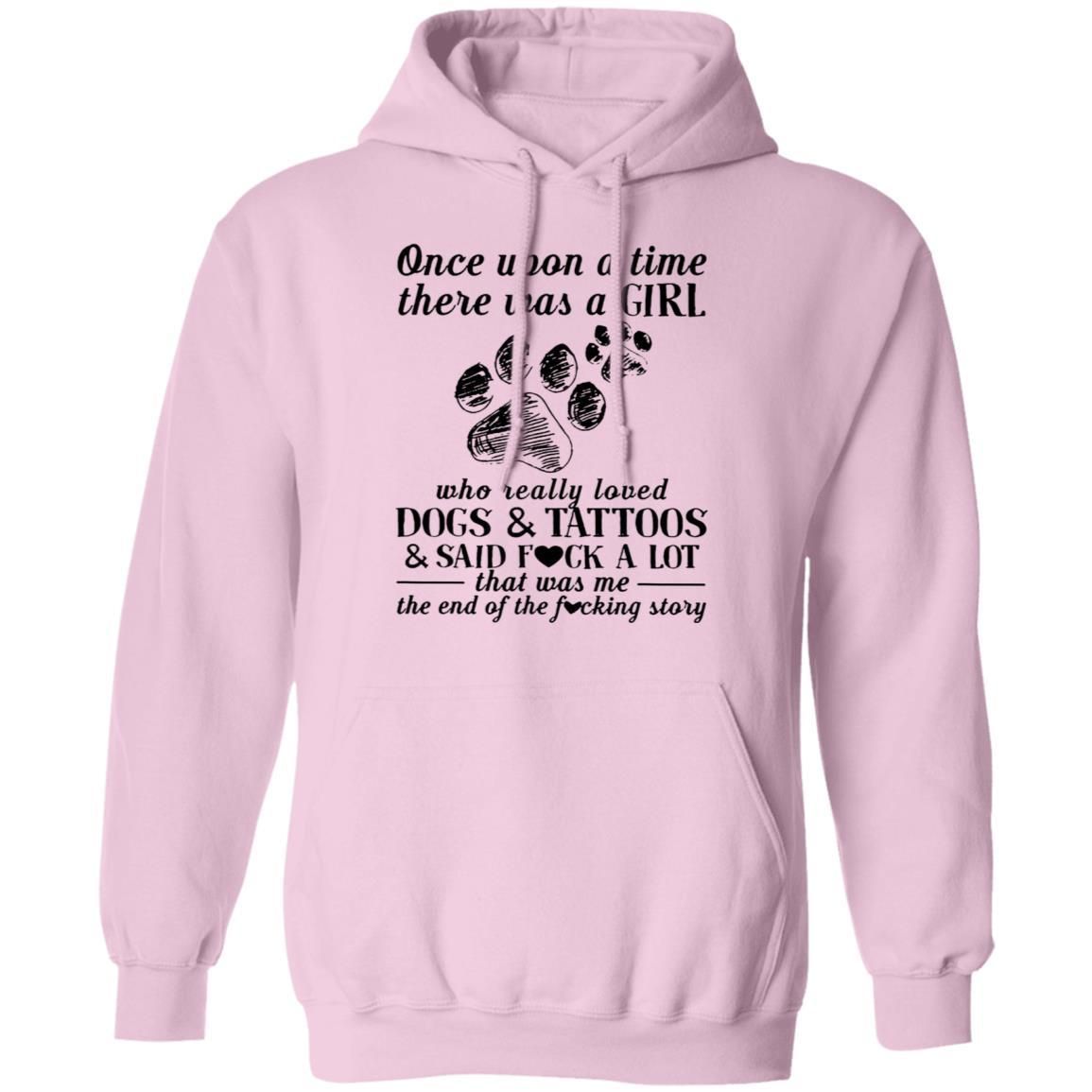 Once upon a time there was a girl who really loved dogs and tattoos shirts-Apparel-CustomCat-G185 Gildan Pullover Hoodie 8 oz.-Light Pink-S-Vibe Cosy™