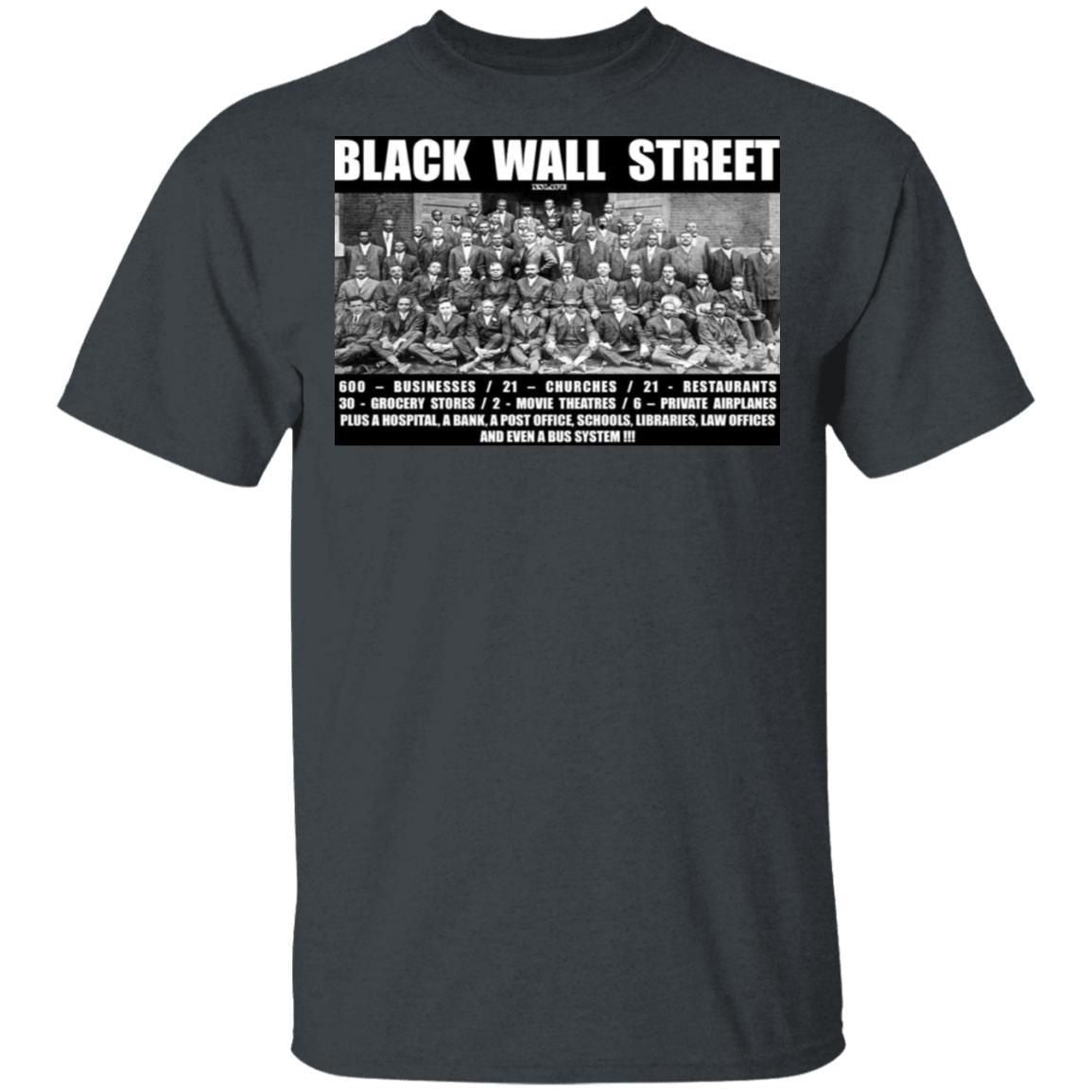 Black Wall Street T Shirts Black History-Apparel-CustomCat-G500 Gildan 5.3 oz. T-Shirt-Dark Heather-S-Vibe Cosy™