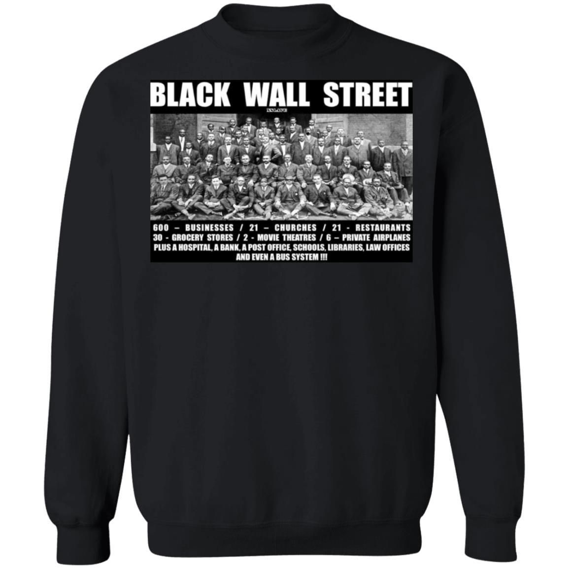 Black Wall Street T Shirts Black History-Apparel-CustomCat-G180 Gildan Crewneck Pullover Sweatshirt 8 oz.-Black-S-Vibe Cosy™
