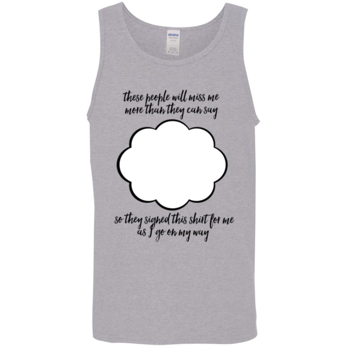 Farewell Coworker Friend Going Away Gift Signature Shirts-Apparel-CustomCat-G520 Gildan Cotton Tank Top 5.3 oz.-Sport Grey-S-Vibe Cosy™
