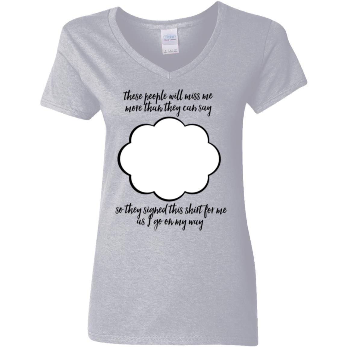 Farewell Coworker Friend Going Away Gift Signature Shirts-Apparel-CustomCat-G500VL Gildan Ladies' 5.3 oz. V-Neck T-Shirt-Sport Grey-S-Vibe Cosy™