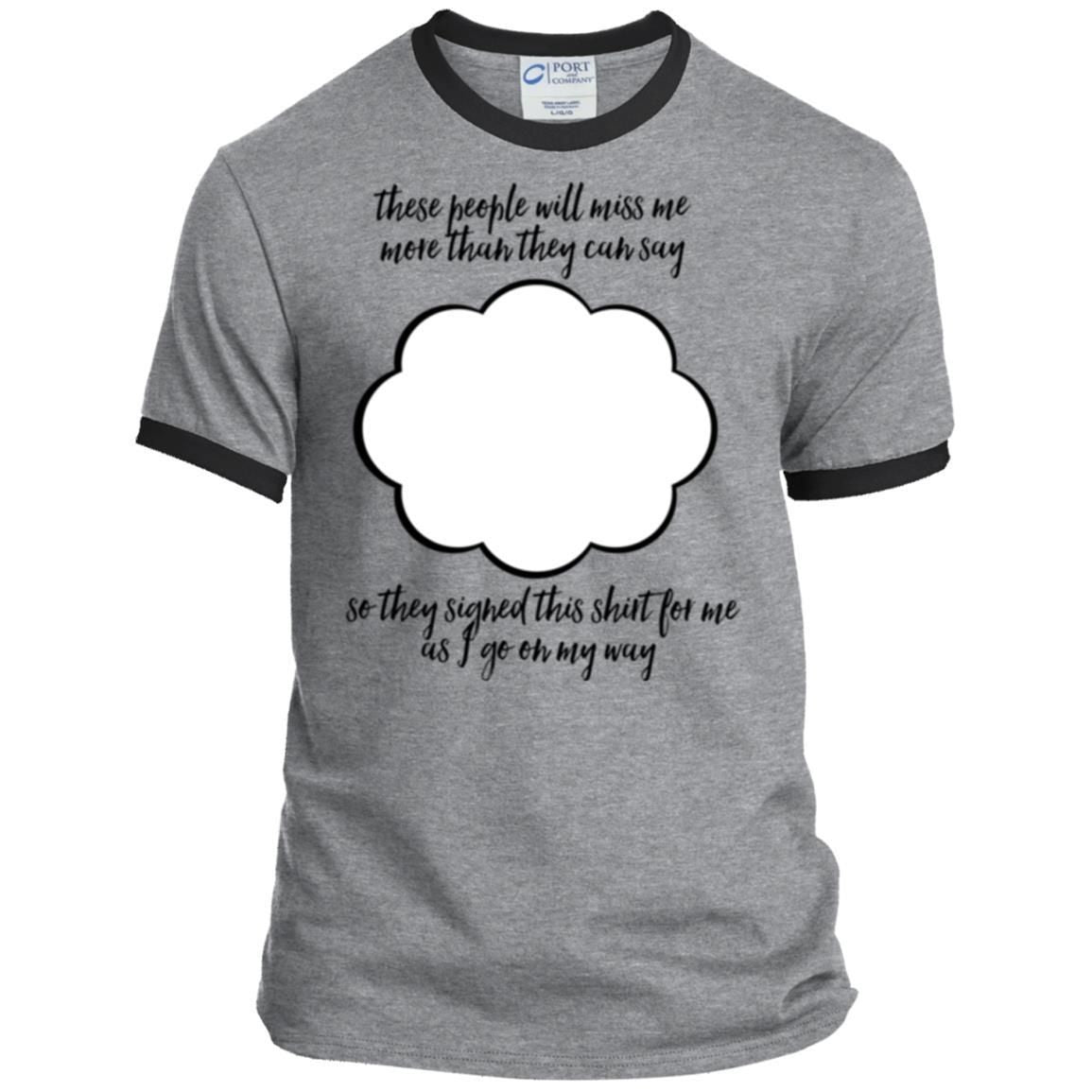 Farewell Coworker Friend Going Away Gift Signature Shirts-Apparel-CustomCat-PC54R Port & Co. Ringer Tee-Athletic Heather/Jet Black-S-Vibe Cosy™