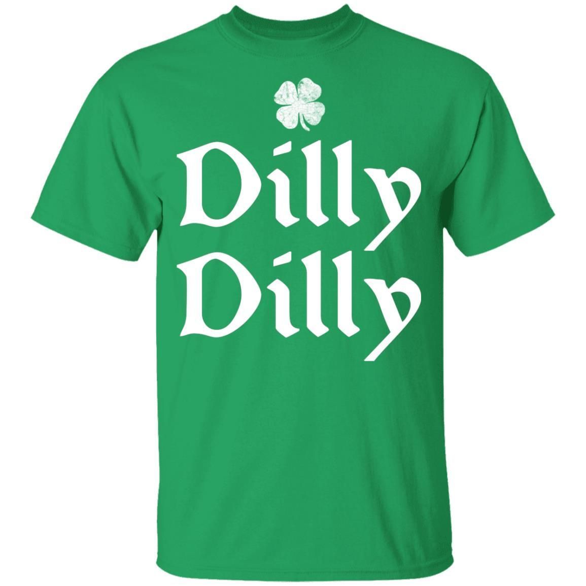 St Patrick's Day Dilly Dilly Shamrock Four Leaf Clover shirts-Apparel-CustomCat-G500B Youth 5.3 oz 100% Cotton T-Shirt-Irish Green-YXS-Vibe Cosy™