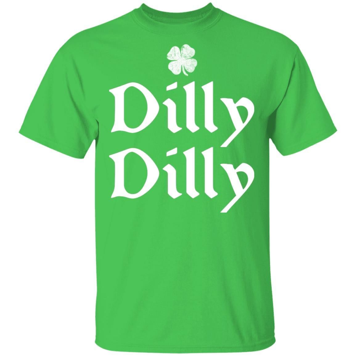 St Patrick's Day Dilly Dilly Shamrock Four Leaf Clover shirts-Apparel-CustomCat-G500 5.3 oz. T-Shirt-Electric Green-S-Vibe Cosy™