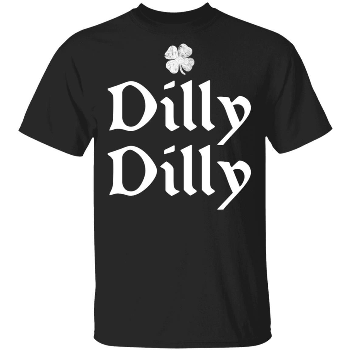 St Patrick's Day Dilly Dilly Shamrock Four Leaf Clover shirts-Apparel-CustomCat-G500 5.3 oz. T-Shirt-Black-S-Vibe Cosy™