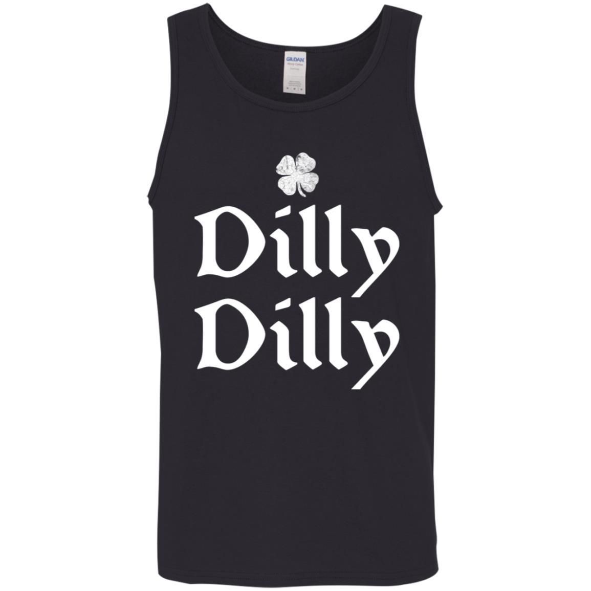 St Patrick's Day Dilly Dilly Shamrock Four Leaf Clover shirts-Apparel-CustomCat-G520 Cotton Tank Top 5.3 oz.-Black-S-Vibe Cosy™