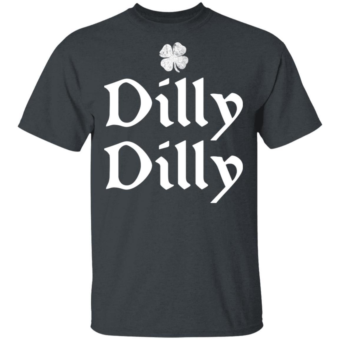 St Patrick's Day Dilly Dilly Shamrock Four Leaf Clover shirts-Apparel-CustomCat-G500 5.3 oz. T-Shirt-Dark Heather-S-Vibe Cosy™