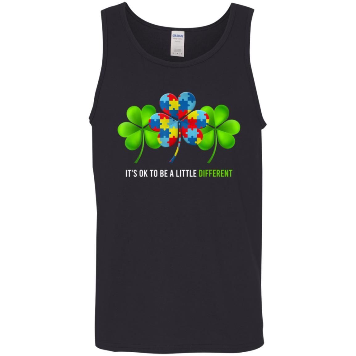 It's Ok to Be a Little Different Autism Irish Shamrock Shirts TA030714-Apparel-CustomCat-G520 Cotton Tank Top 5.3 oz.-Black-S-Vibe Cosy™