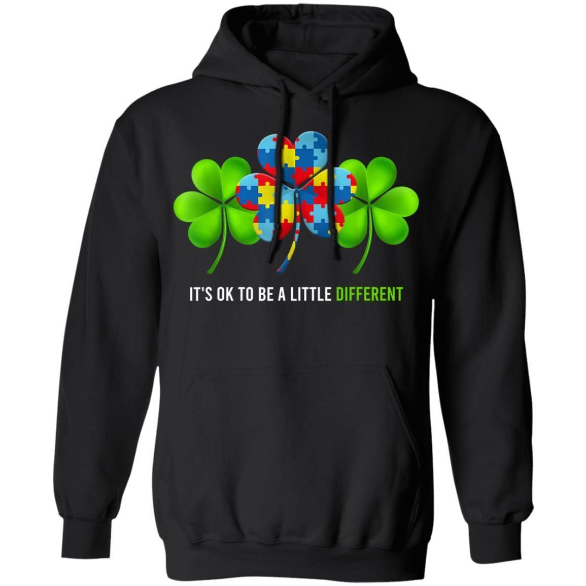 It's Ok to Be a Little Different Autism Irish Shamrock Shirts TA030714-Apparel-CustomCat-G185 Pullover Hoodie 8 oz.-Black-S-Vibe Cosy™