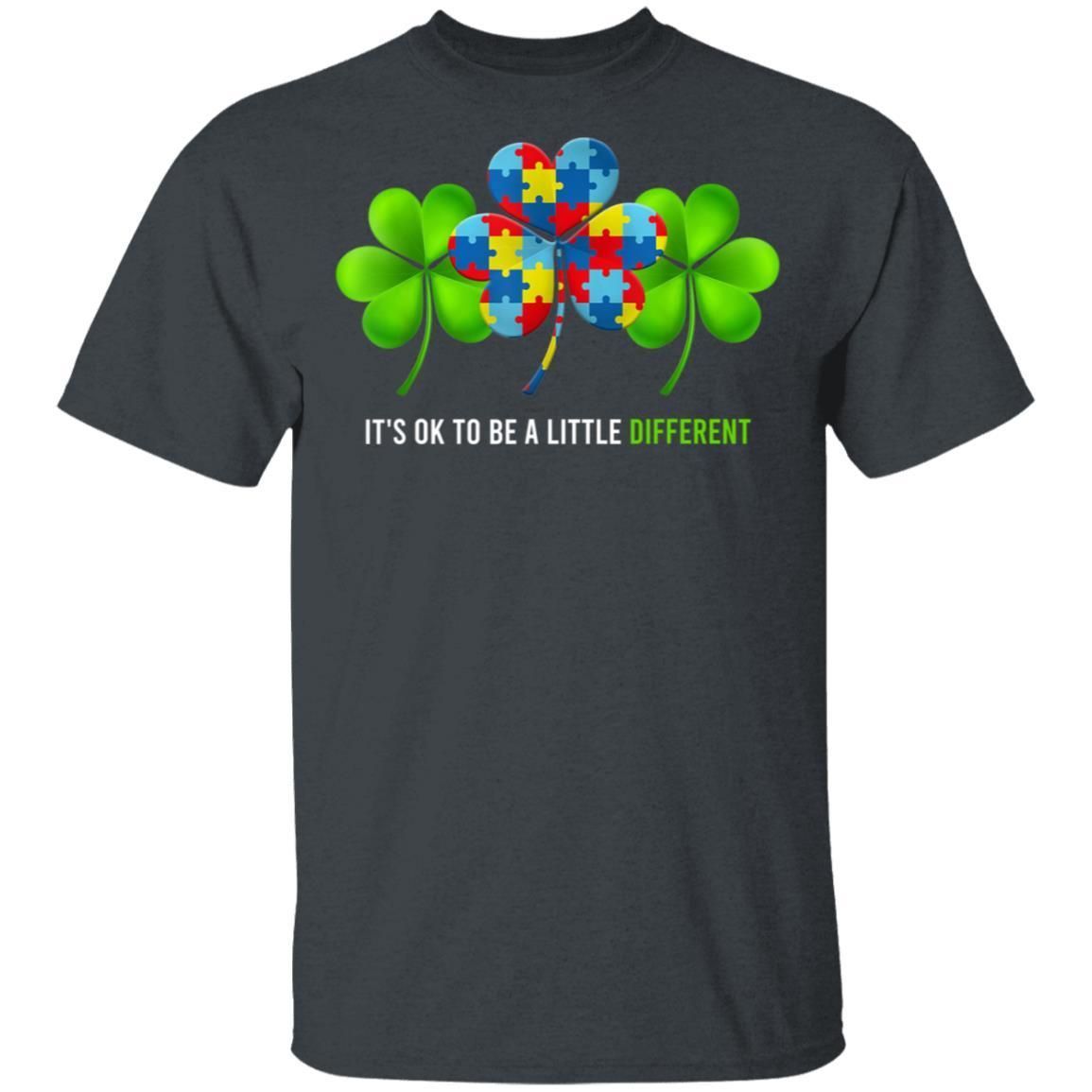 It's Ok to Be a Little Different Autism Irish Shamrock Shirts TA030714-Apparel-CustomCat-G500 5.3 oz. T-Shirt-Dark Heather-S-Vibe Cosy™