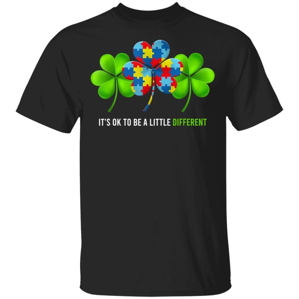 It's Ok to Be a Little Different Autism Irish Shamrock Shirts TA030714-Apparel-CustomCat-G500B Youth 5.3 oz 100% Cotton T-Shirt-Black-YXS-Vibe Cosy™