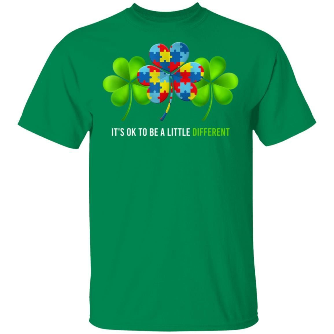 It's Ok to Be a Little Different Autism Irish Shamrock Shirts TA030714-Apparel-CustomCat-G500 5.3 oz. T-Shirt-Turf Green-S-Vibe Cosy™