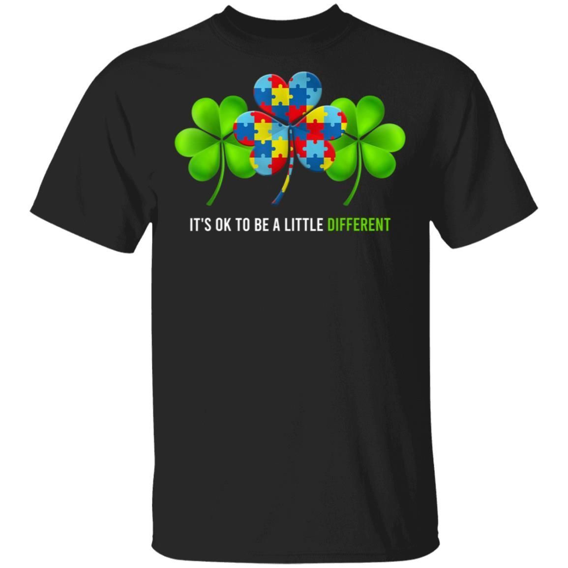 It's Ok to Be a Little Different Autism Irish Shamrock Shirts TA030714-Apparel-CustomCat-G500 5.3 oz. T-Shirt-Black-S-Vibe Cosy™