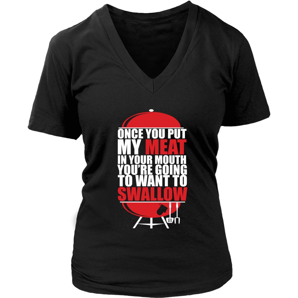 Put My Meat In Your Mouth Funny Grilling BBQ T Shirt-Apparel-teelaunch-District Womens V-Neck-Black-S-Vibe Cosy™