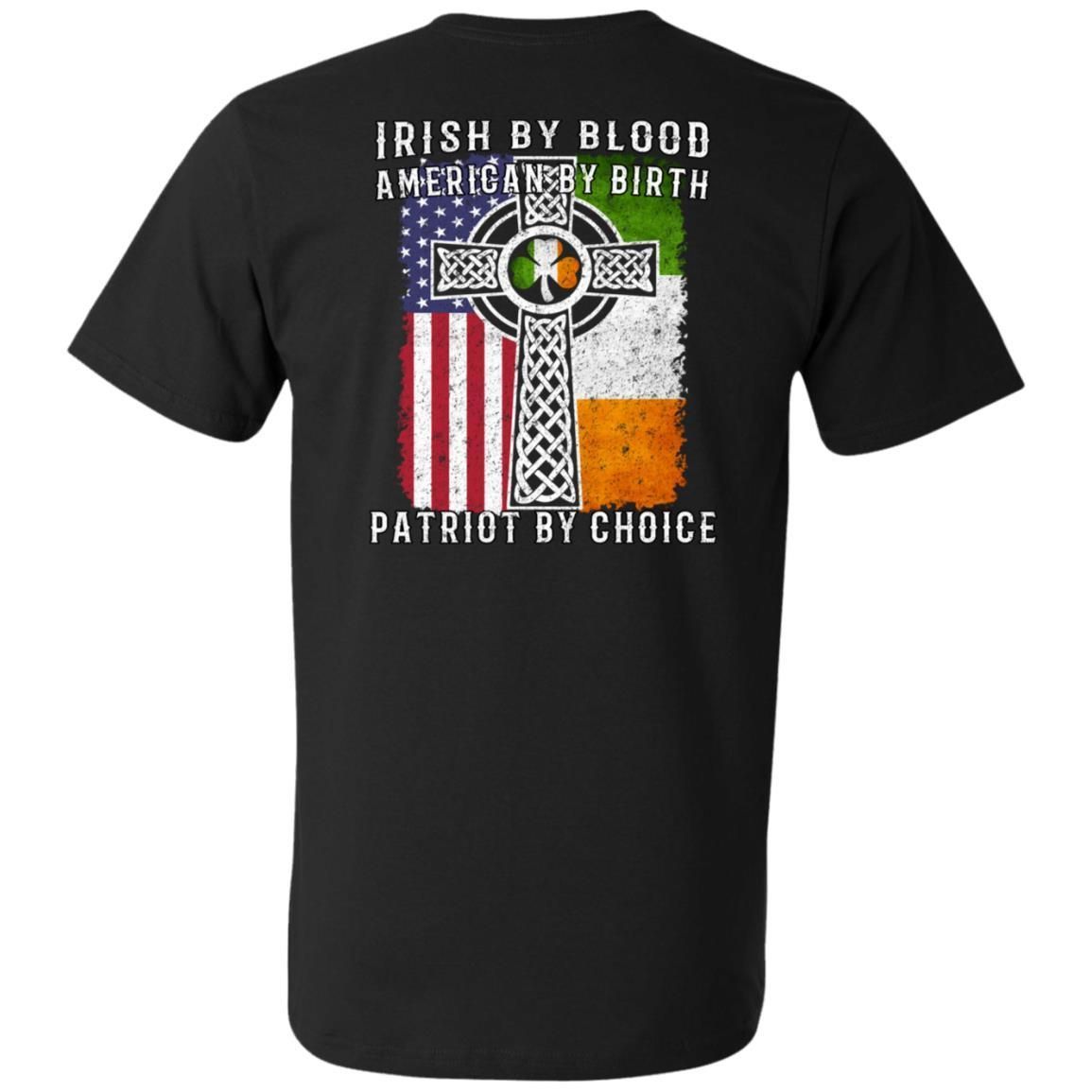 Irish By Blood American By Birth Patriot By Choice shirts (Back Side)-Apparel-CustomCat-982 Anvil Men's Printed V-Neck T-Shirt-Black-S-Vibe Cosy™