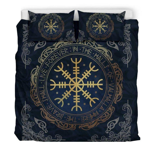 Viking Bedding Set - The Helm Of Awe HP13052002-HP Arts-Bedding Set-King-Black-Vibe Cosy™