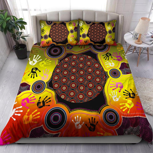 Aboriginal Bedding Set , Indigenous Circle Dot Painting Hand Art-HP