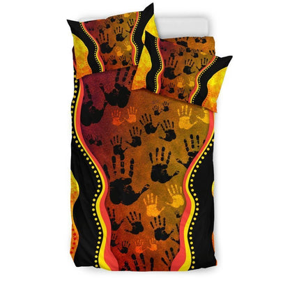 Bedding Sets, Aboriginal Rock Painting Hand Art Golden Style-HP