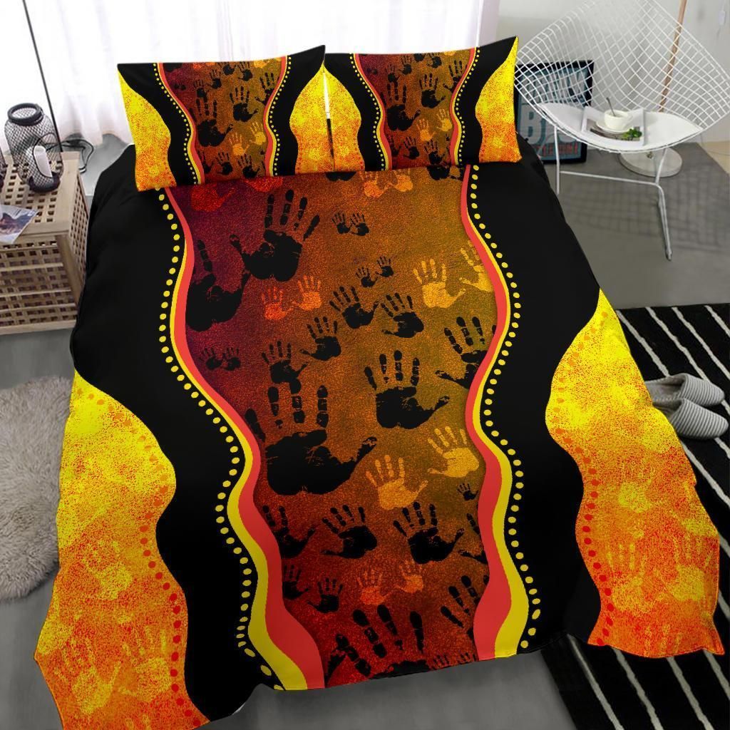 Bedding Sets, Aboriginal Rock Painting Hand Art Golden Style-HP