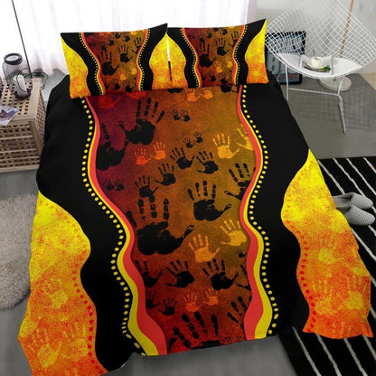 Bedding Sets, Aboriginal Rock Painting Hand Art Golden Style-HP