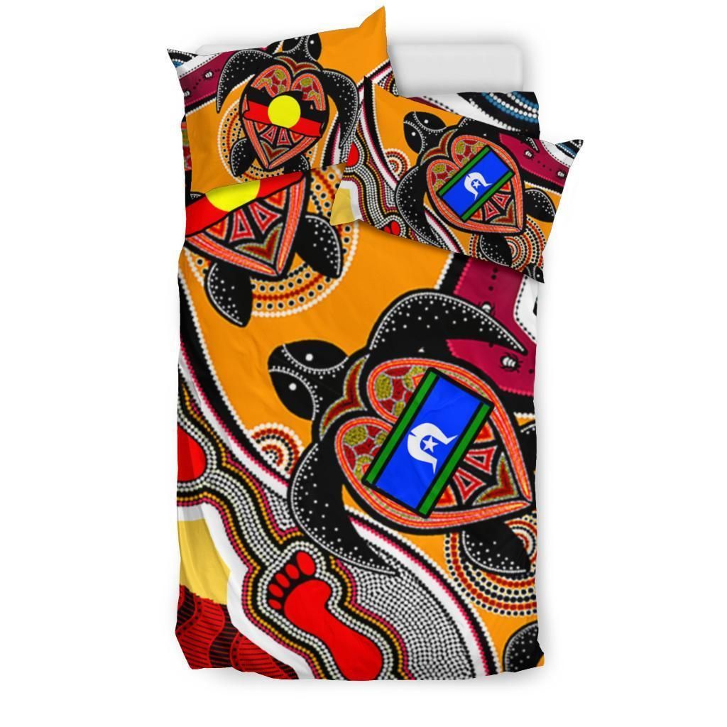 Bedding Set - Australia Aboriginal Dots With Turtle and NAIDOC Flags-HP