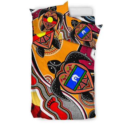 Bedding Set - Australia Aboriginal Dots With Turtle and NAIDOC Flags-HP