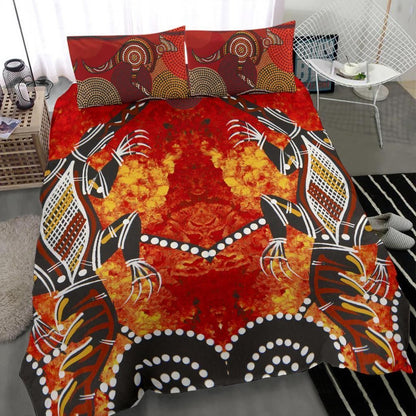 Aboriginal Bedding Set Crocodile, Kangaroo Dot Painting Art-HP