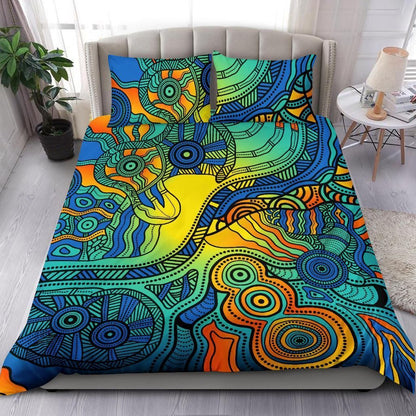 Aboriginal Bedding Set - Indigenous Dot Painting Ar-HP