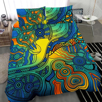 Aboriginal Bedding Set - Indigenous Dot Painting Ar-HP