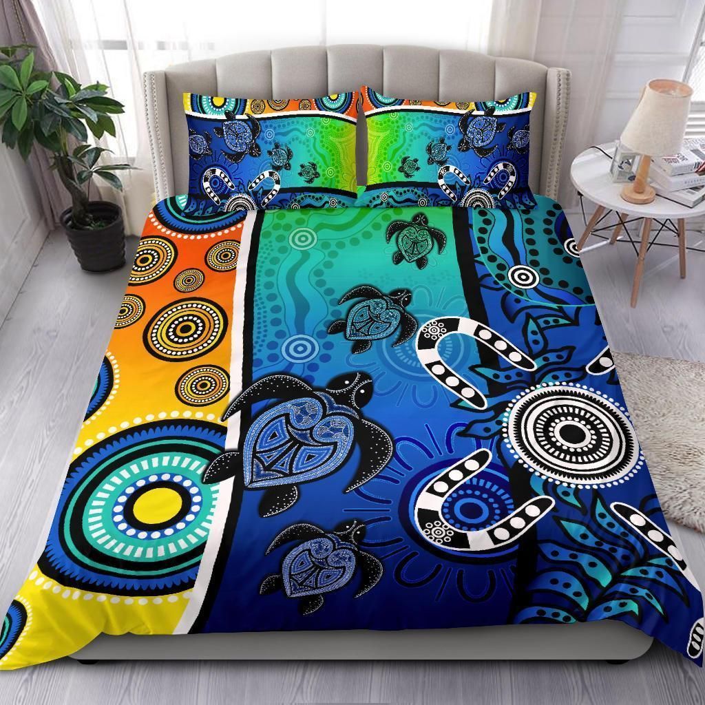 Aboriginal Bedding Set - Indigenous Turtle Dot Painting Art-HP