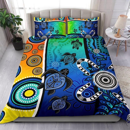 Aboriginal Bedding Set - Indigenous Turtle Dot Painting Art-HP