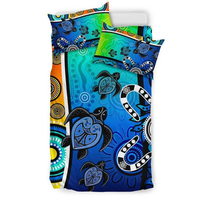 Aboriginal Bedding Set - Indigenous Turtle Dot Painting Art-HP