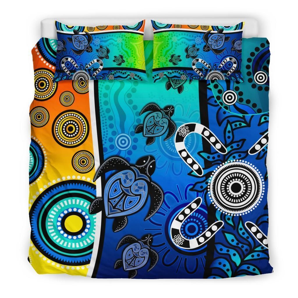 Aboriginal Bedding Set - Indigenous Turtle Dot Painting Art-HP