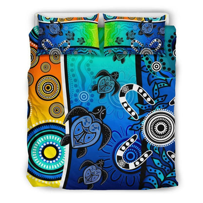 Aboriginal Bedding Set - Indigenous Turtle Dot Painting Art-HP