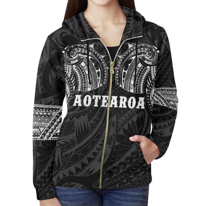 Aotearoa Maori Tattoo All Over Hoodie White PL-Apparel-PL8386-Hoodie-S-Vibe Cosy™