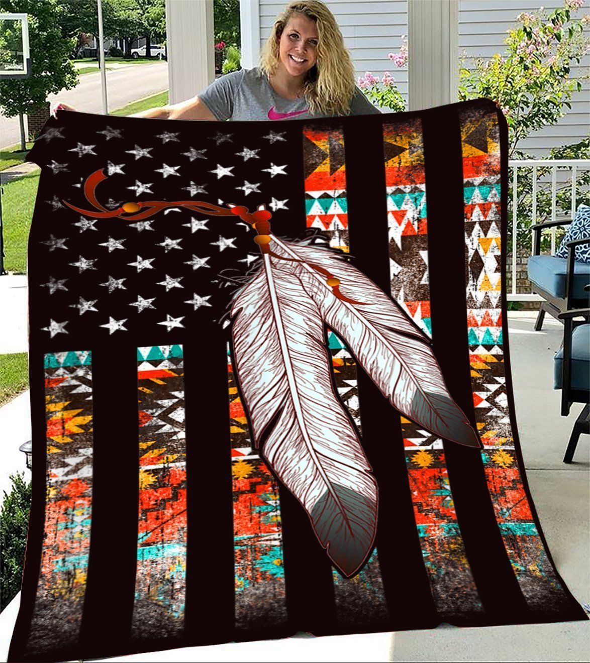 Native American 3D All Over Printed Blanket
