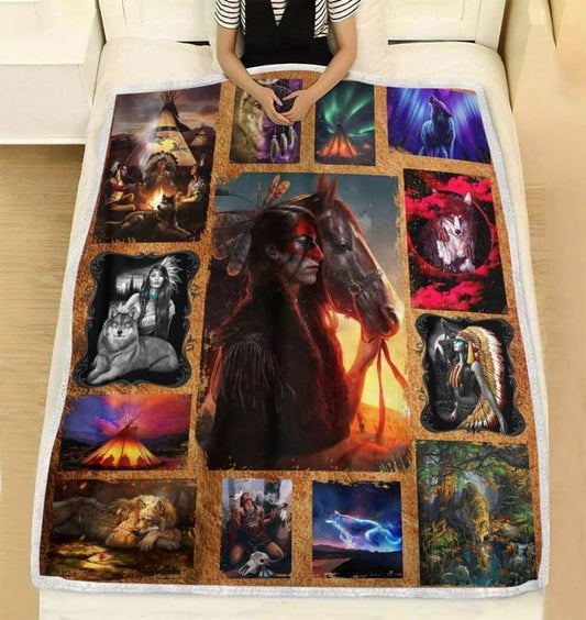 Native American 3D All Over Printed Blanket