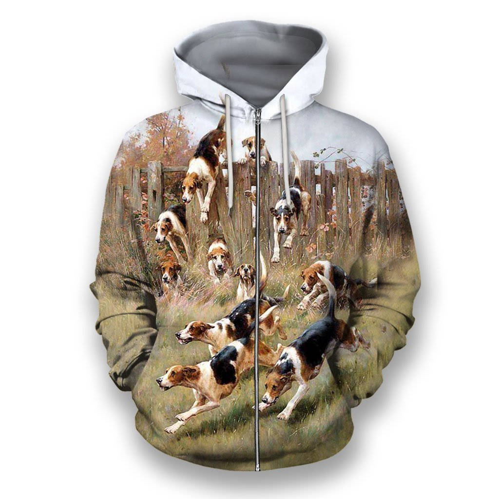 3D All Over Print Beagle Harrier Foxhound Hunting Dog-Apparel-NTT-ZIPPED HOODIE-S-Vibe Cosy™