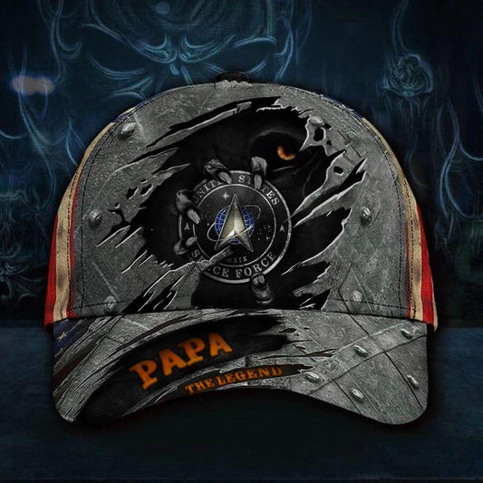 US Space Force Navy Papa Legend 3D Hat USA Flag Cap Vintage Gift For Father's Day