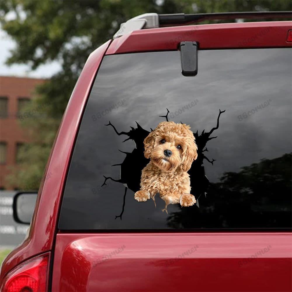 Golden Doodle Cracked Car Decal Sticker