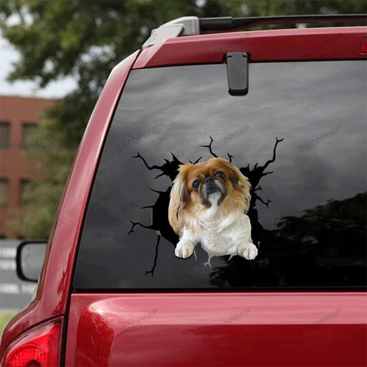 Pekingese Cracked Car Decal Sticker